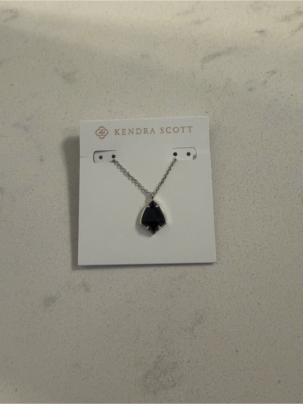 Kendra Scott Cory Silver Necklace with Black Stone NWT